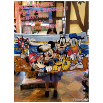 香港迪士尼樂園限定 米奇米妮家族 圖案印花浴巾
