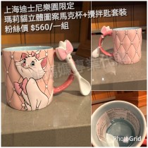 上海迪士尼樂園限定 瑪莉貓立體圖案馬克杯+攪拌匙套裝